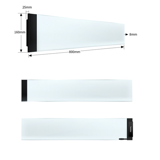 fanta-11 Écran LED Transparent en Verre de 800 x 160 mm – Idéal pour attirer l'attention en vitrine.
