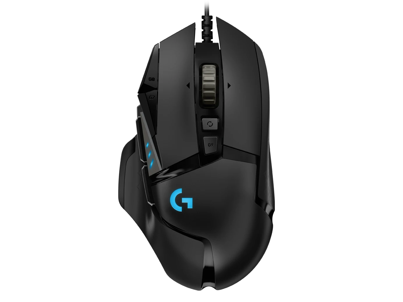 g502-hero-gallery-2-nb Souris gaming Logitech G502 HERO avec capteur optique 16K, 11 boutons programmables, rétroéclairage RGB personnalisable et poids ajustable pour une précision et un confort optimaux.