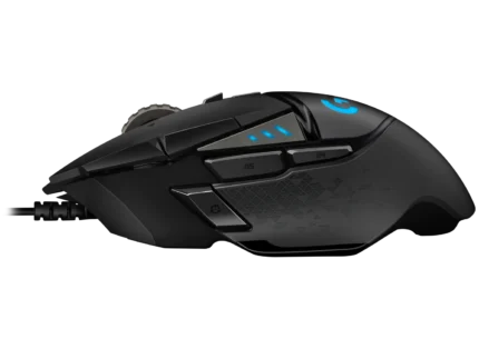Souris gaming Logitech G502 HERO avec capteur optique 16K, 11 boutons programmables, rétroéclairage RGB personnalisable et poids ajustable pour une précision et un confort optimaux.
