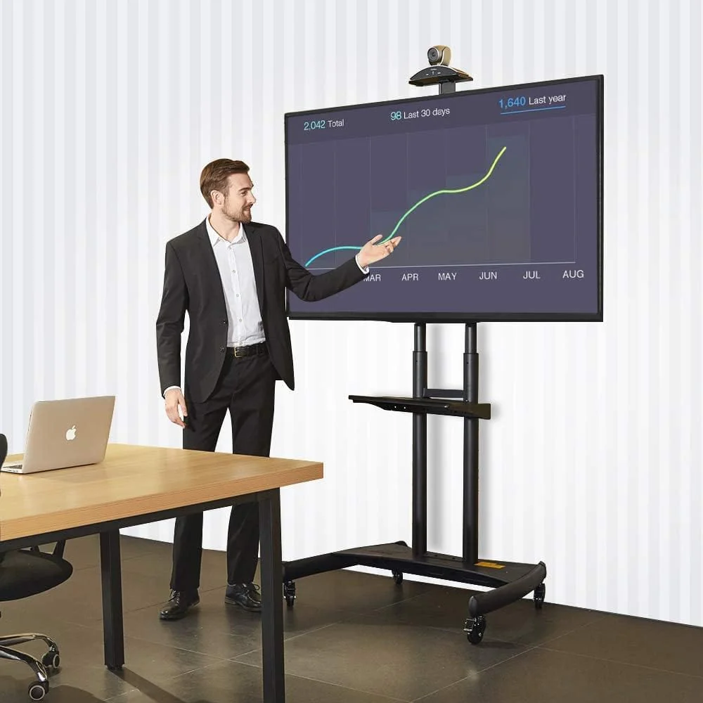 Support Mobile pour Écran Interactif avec roulette Support Mobile en acier renforcé pour Écran Interactif, capacité 91 kg, roulettes verrouillables