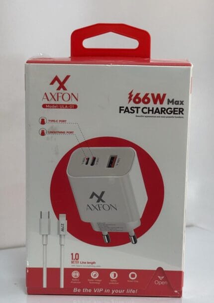 Chargeur rapide 66W AXFON avec double port USB-C et Lightning, câble inclus
