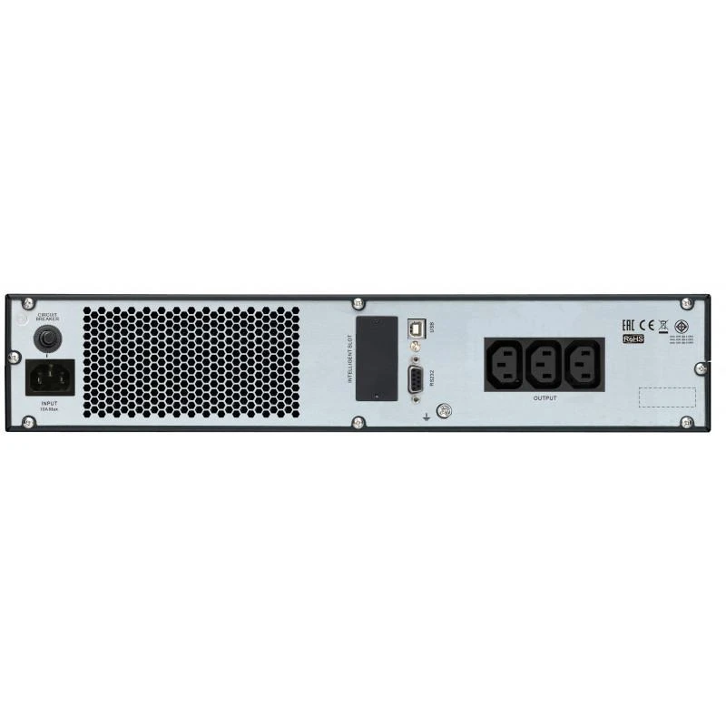 onduleur Apc SRV1KRI EASY UPS on line Vue arrière de l’onduleur APC Easy UPS 1000VA 1KVA avec connectiques IEC C13 au Maroc