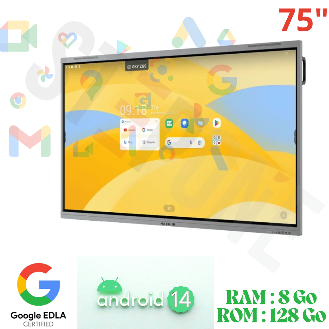 Ecran Interactif 75 MAXHUB E7530 4K Android 14 | Écrans interactifs pour réunion, formation et éducation ecran-interactif-maxhub-e7530-75pouces