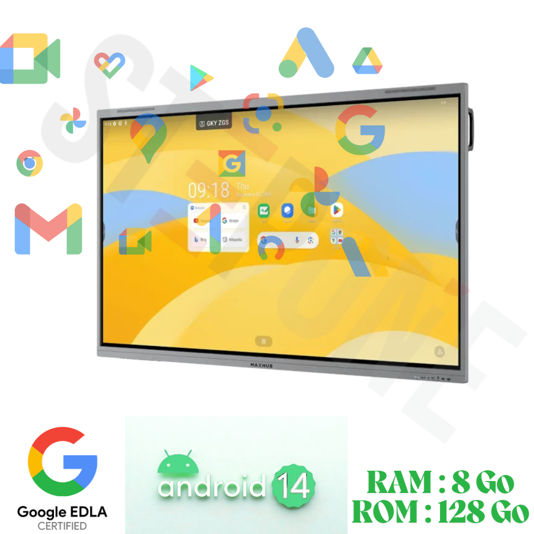 Écran interactif MAXHUB E6530 Écran interactif MAXHUB E6530 - écran interactif Maroc 65 pouces, Android 14, tactile 4K UHD, idéal pour l'éducation et les entreprises, meilleur écran interactif professionnel