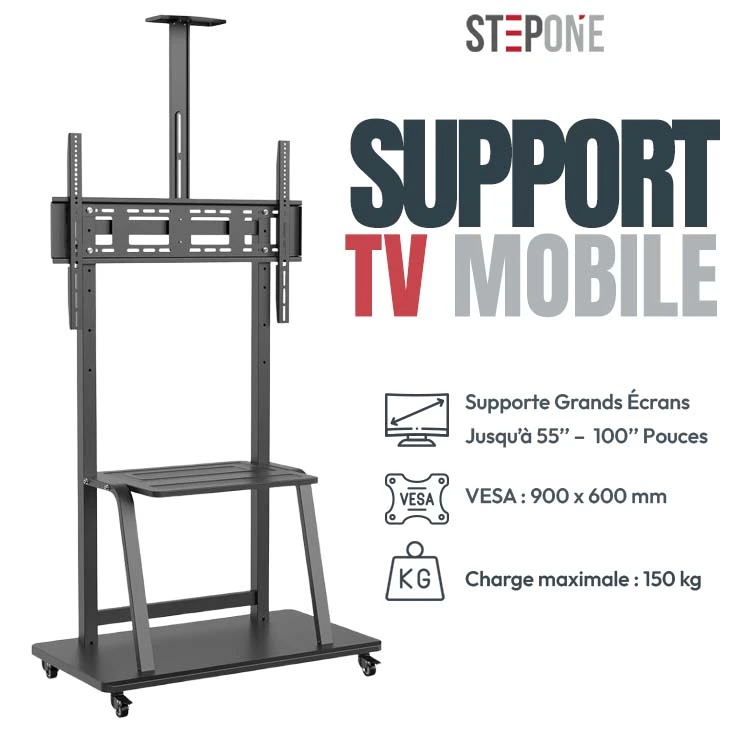 Support TV mural professionnel ecran fixation mobile Maroc - installation support television reglable