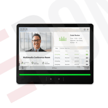 Écran tactile professionnel affichant le planning des réunions avec interface intuitive