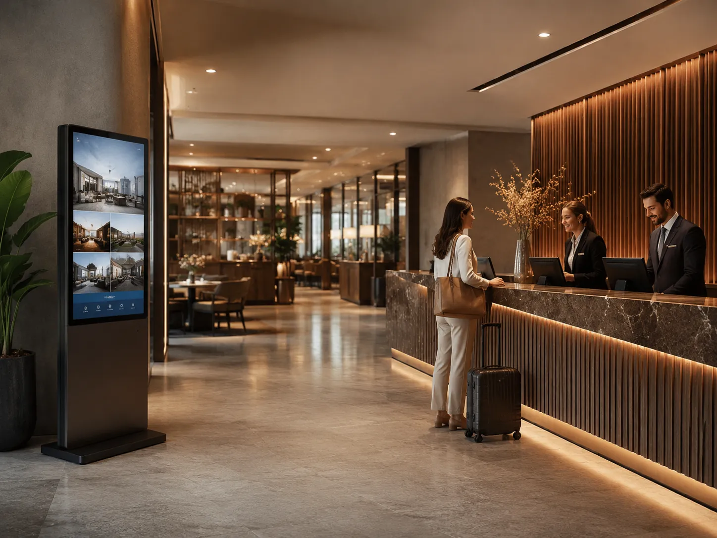 hotels | Affichage dynamique pour hôtels : écrans, réservation de salles et parcours B2B Espace hôtelier équipé pour l’affichage dynamique et l’accueil des visiteurs