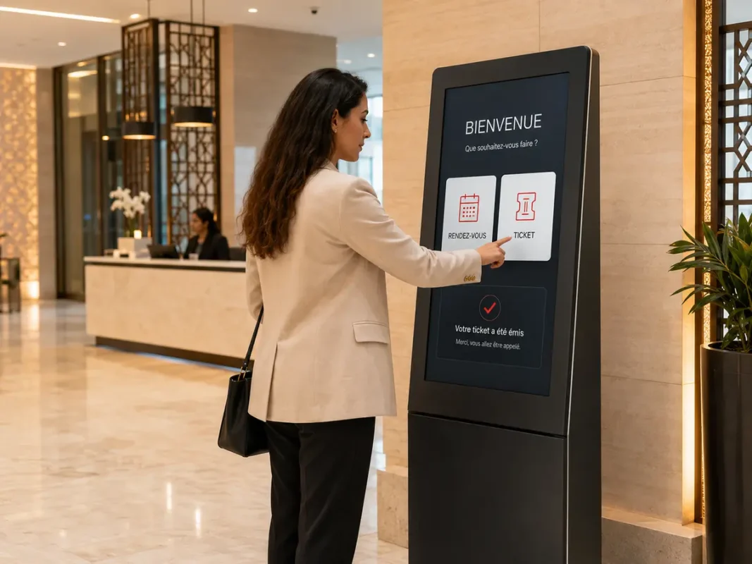 Borne interactive tactile libre-service pour accueil et orientation