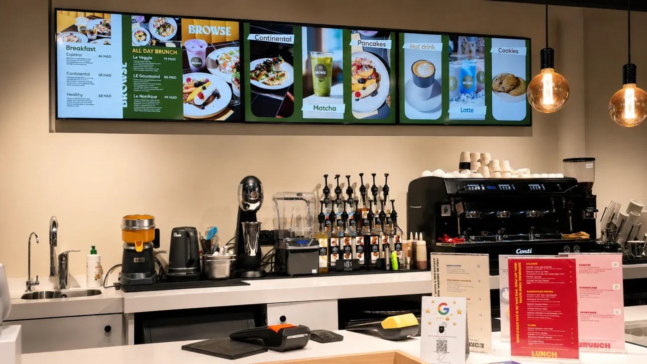 browse coffee brunch desktop 01 | Affichage Dynamique pour Restaurants, Cafés & Snacks au Maroc Menu board digital multi-écrans BROWSE COFFEE & BRUNCH à Casablanca – vue desktop
