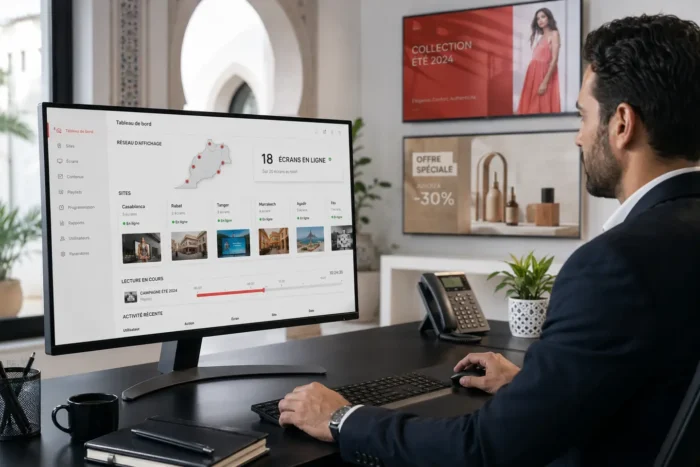 Gestion multi-sites d’un réseau d’écrans professionnels au Maroc