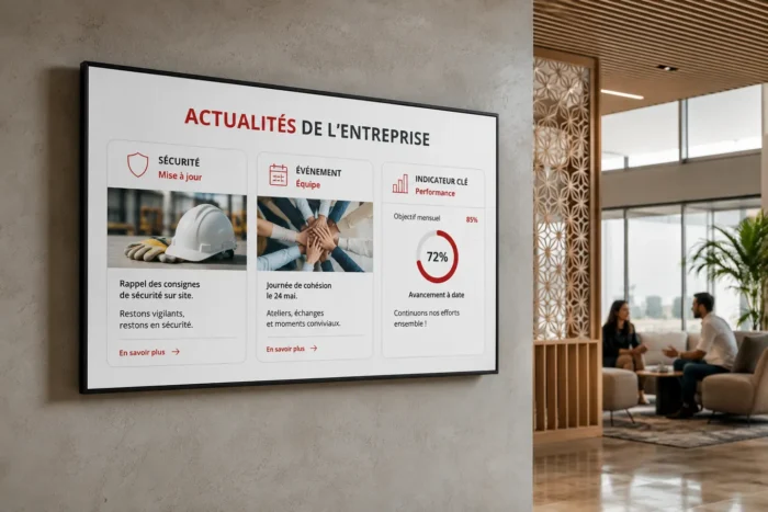 Écran professionnel 55 pouces pour la communication interne en entreprise