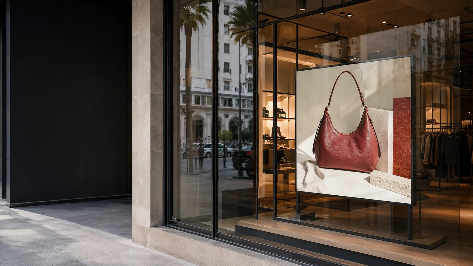 Écran vitrine haute luminosité installé dans un magasin au Maroc
