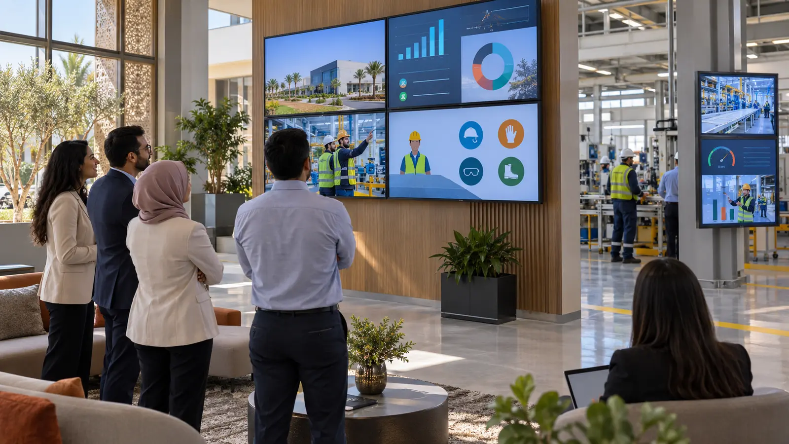 Écrans de communication interne dans les espaces d’une entreprise