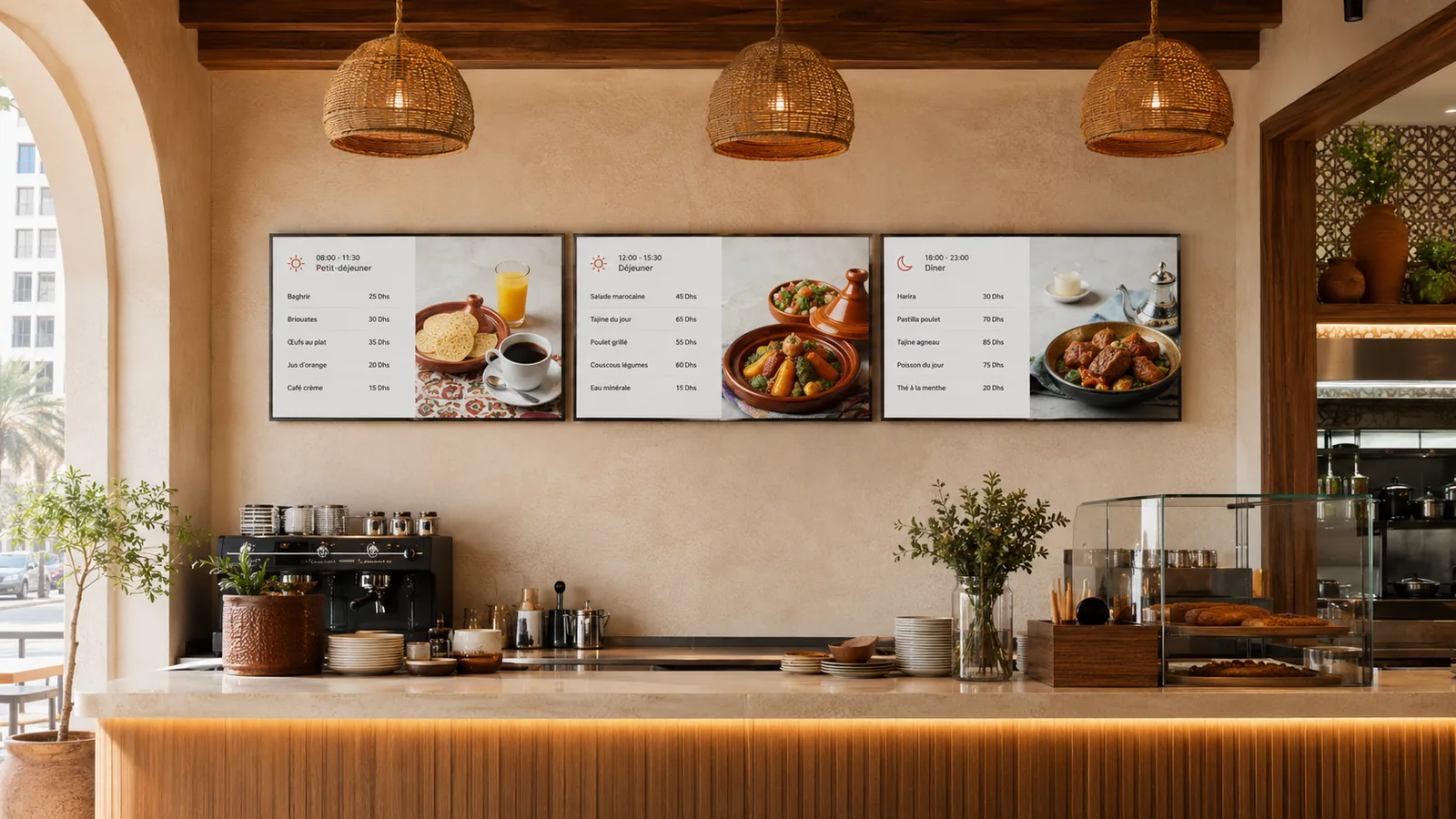 menu digital horaires restaurant desktop | Comment programmer un menu digital selon les horaires de votre restaurant ? Menus digitaux programmés selon les horaires dans un restaurant au Maroc