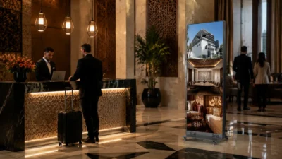 Poster LED numérique dans le hall d’un hôtel ou d’une entreprise