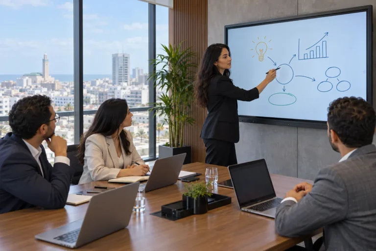 Écran interactif en salle de réunion à Casablanca — illustration